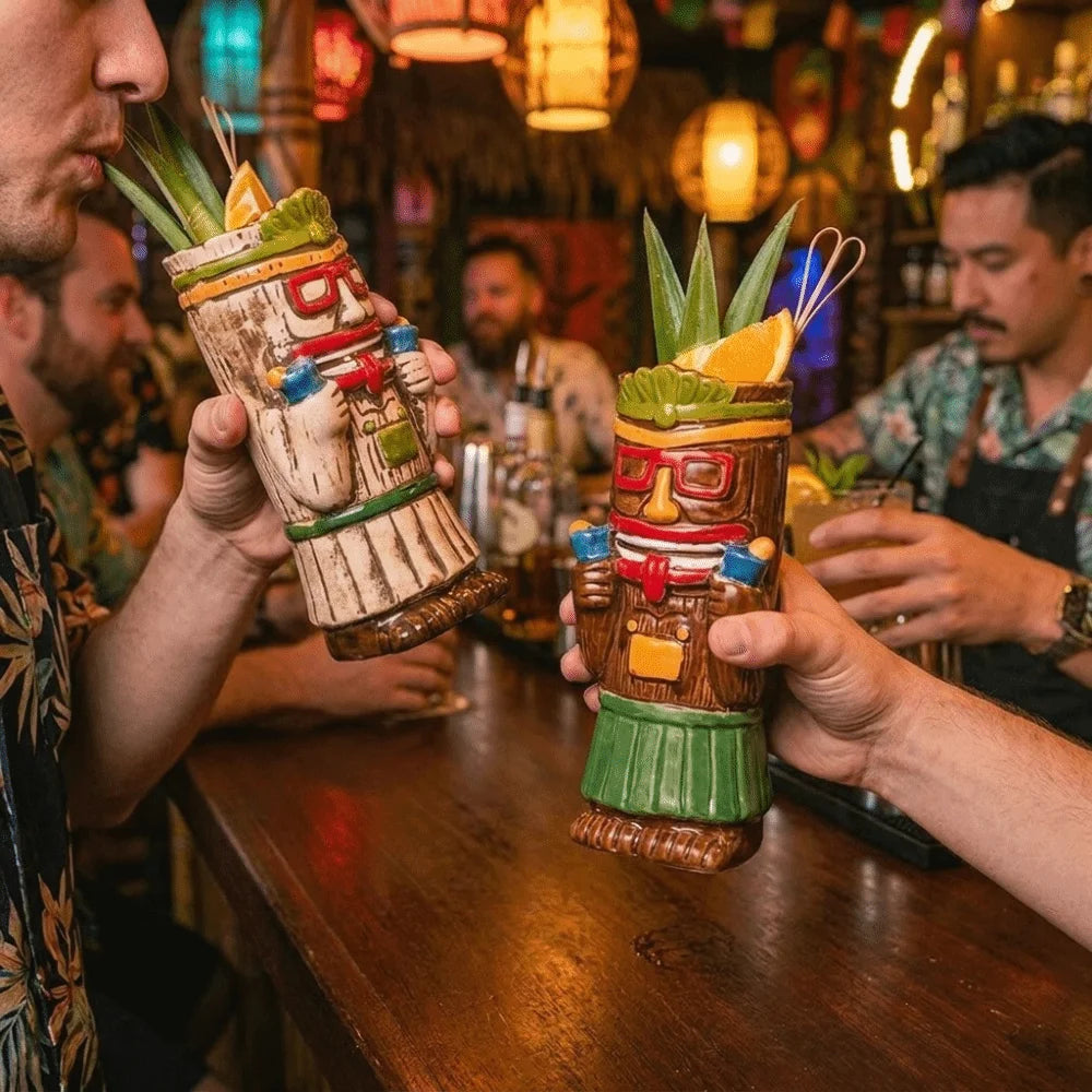 Creative Vintage Hawaiian Cocktail Cup Funny Ethnic Style Beach Theme Mug Novelty Statue Model Ceramic Tiki Mug Hawaiian Party Vue