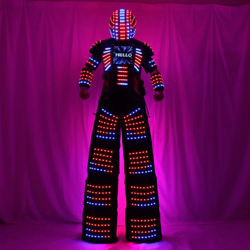 Full Color LED Robot Costume Remote Control Stilts Walker Suit with Excited Digital Screen DIY Text Image LOGO for Parties Vue