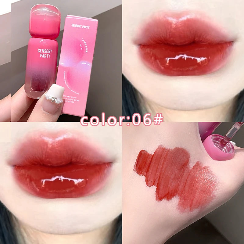 6 Colors Water Gloss Mirror Silky Smooth Lip Gloss Not Easy To Fade and Does Not Stick To The Cup Moisturize Waterproof Lipstick Vue