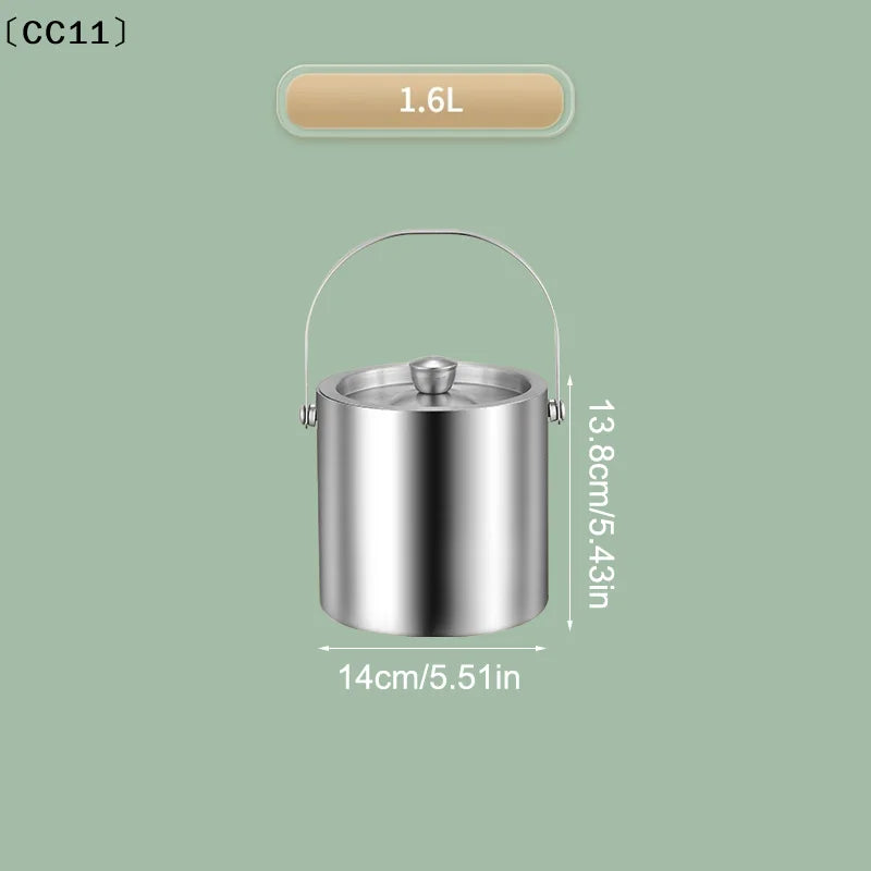 1 6 2 3 Stainless Steel Ice Bucket Insulated Lid Bar Party Whiskey Vue
