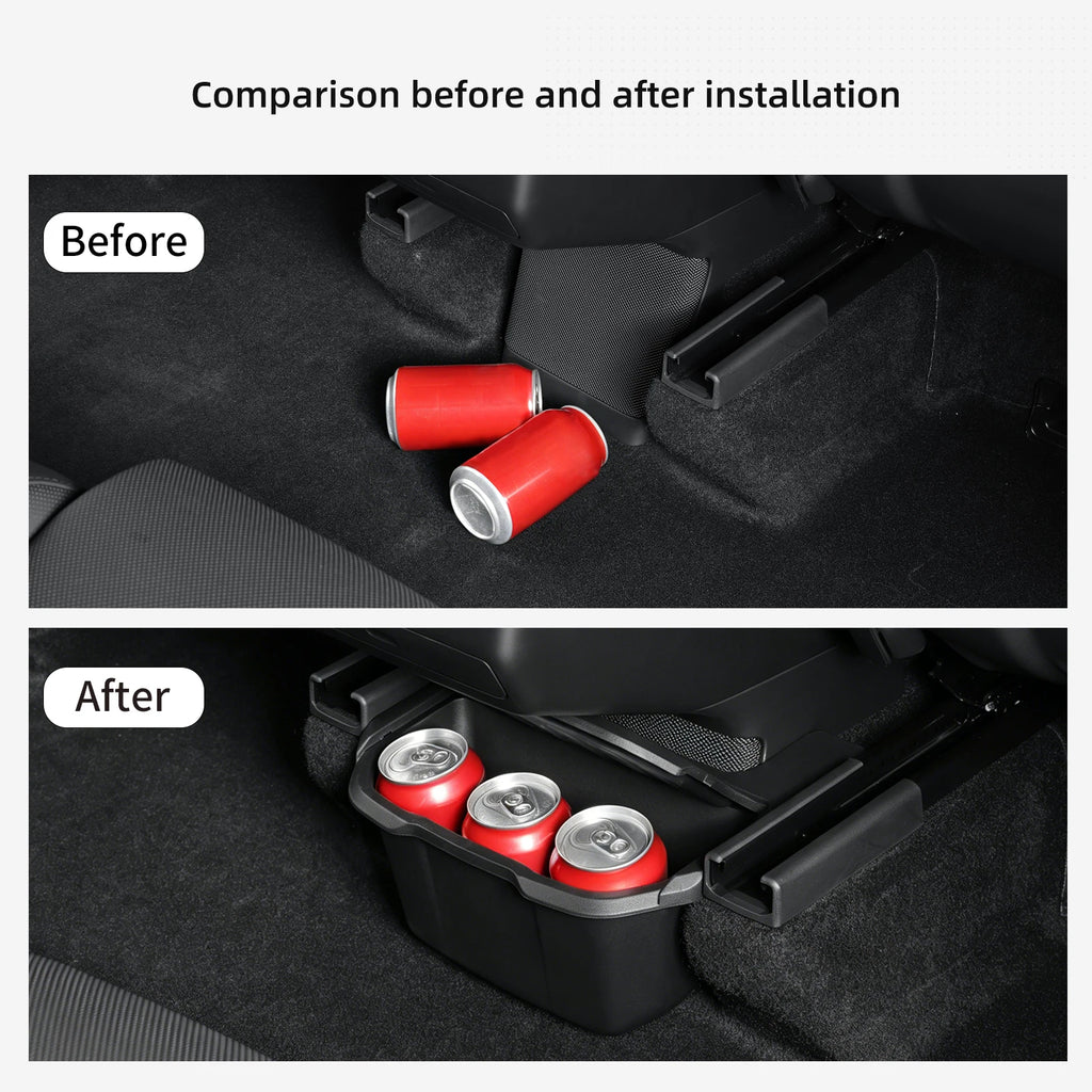 Smabee for Tesla Model YL 2025 2026 (Not Fit Berlin Version) Car Armrest Rear Storage Box Tray Accessories Tidying TPE Black Vue