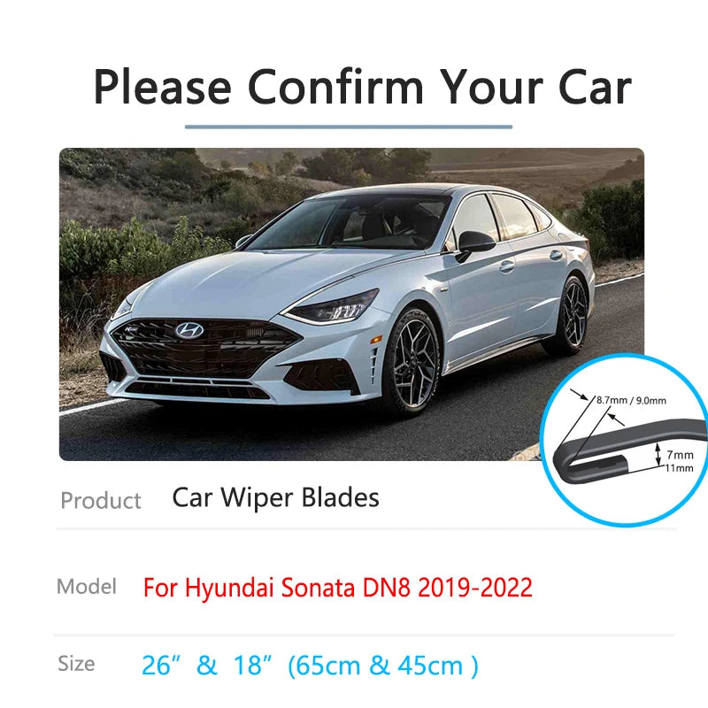2x For Hyundai Sonata DN8 2019 2020 2021 2022 Front Window Wiper Blades Brushes Washers Cutter Cleaning Auto Replacement Parts Vue