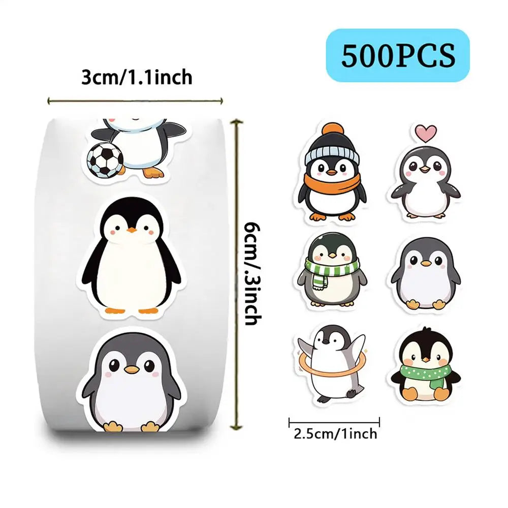 500PCS Funny Penguin Stickers, PVC Waterproof Cartoon Animal Decals, Cute Laptop Decoration for Scrapbooking DIY Crafts Gift Vue A
