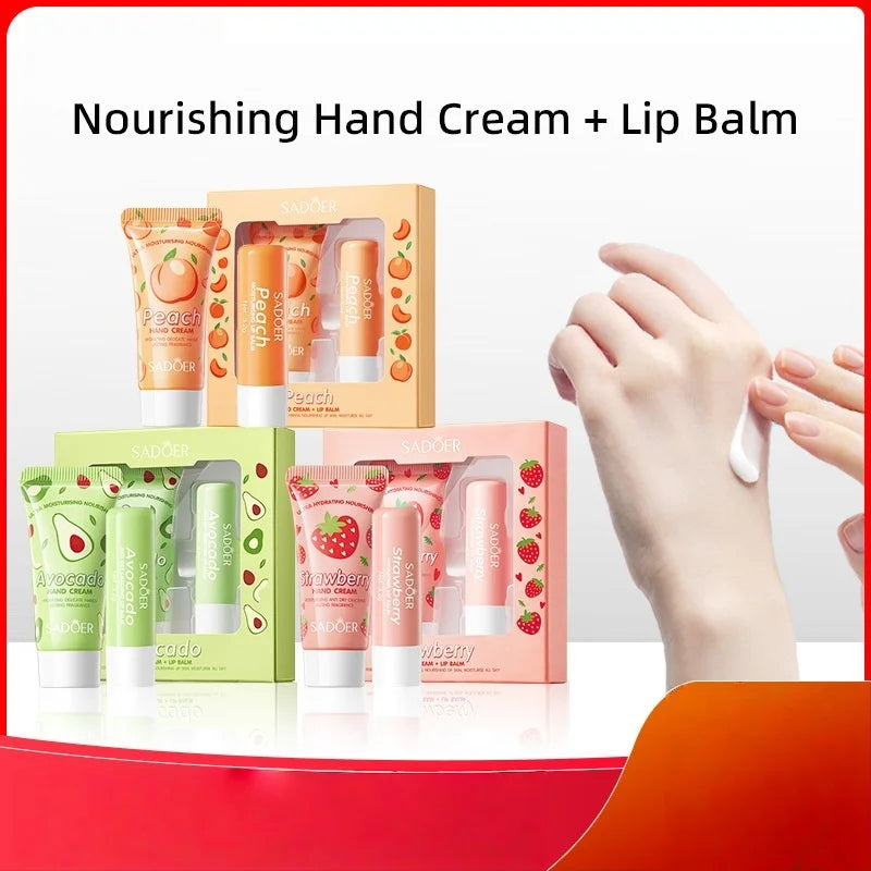 Hand Cream + Lip Balm Set, Suitable for Hands and Lips, Convenient for Daily Use, Perfect as a Small Gift Vue