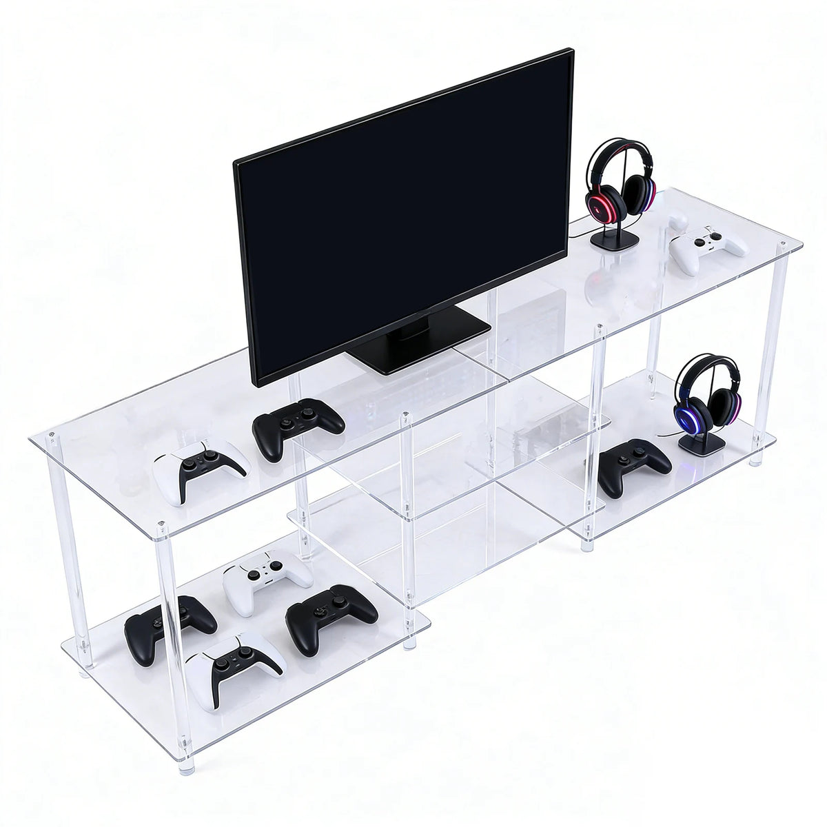 APWIKOGER 55" Clear Acrylic TV Stand for TVs Up To 60 Inch Acrylic TV Stand Vue
