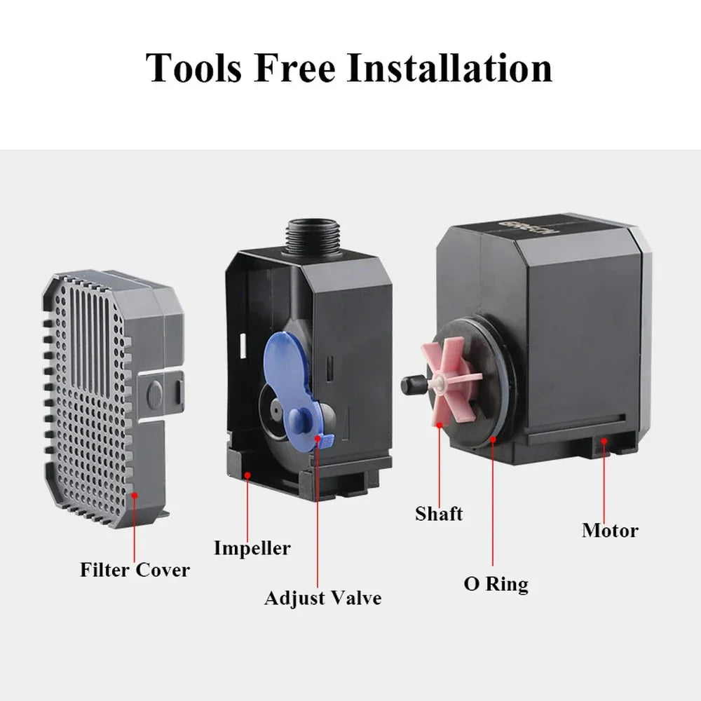 Aquarium Fish Tank Pond Fountain Adjustable Submersible Water Pump 1500-3000L/H Aquarium Pump Pond Vue