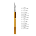 5pcs Blade Fniiva Engraving Cutter withMetal Handle Craft Carving Sculpture Paper Non-Slip Knife DIY Repair Hand Leather Tools Vue gold