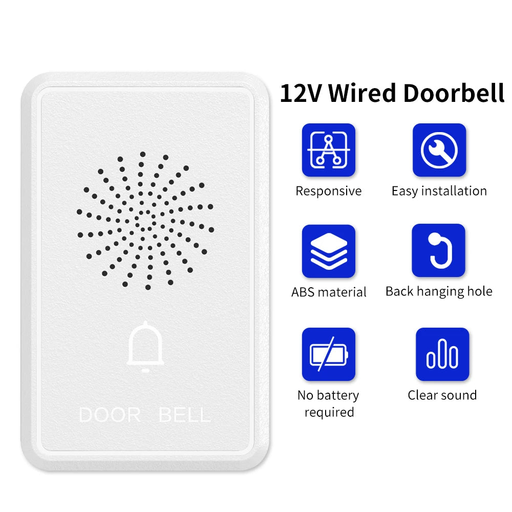 4Wire Wired Doorbell DC12V Access Control Door Bell Electronic Dingdong Ringtone Ring Buzzer Home Security Access Control System Vue