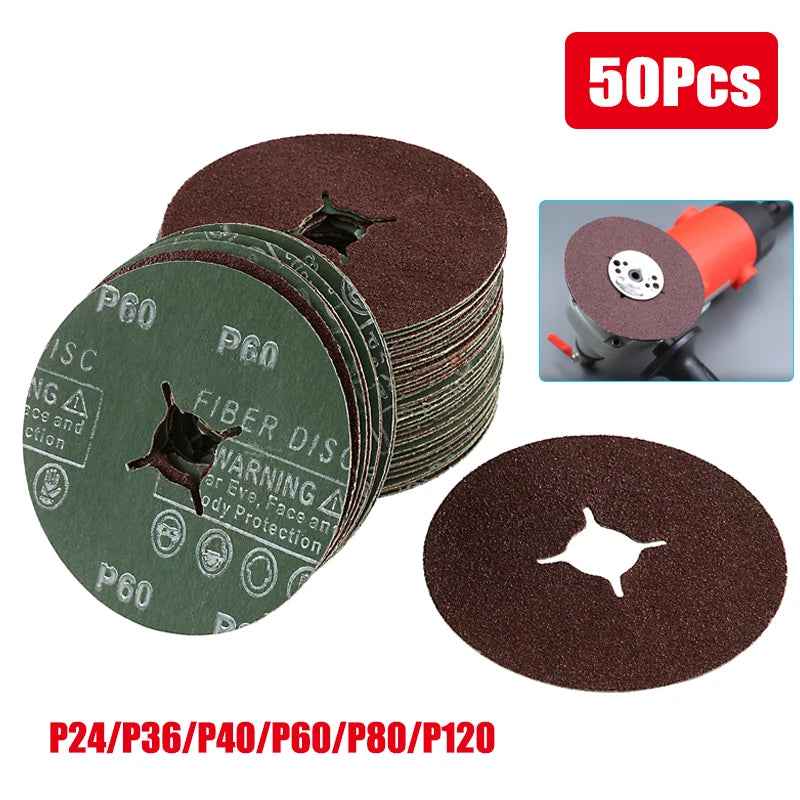 50PCS 115mm Cross Hole Sandpaper P24/36/40/60/80/120 Grit Polishing Grinding Sheet Grinding Sanding Disc for Grinder Machine Vue