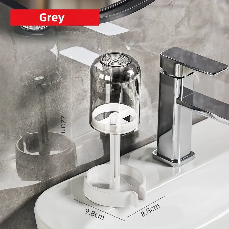 Toothbrush Holder Withdust Cover Drainage Design Plastic Multifunctional Bathroom Toothbrush and Cup Organizer Vue 167-Grey