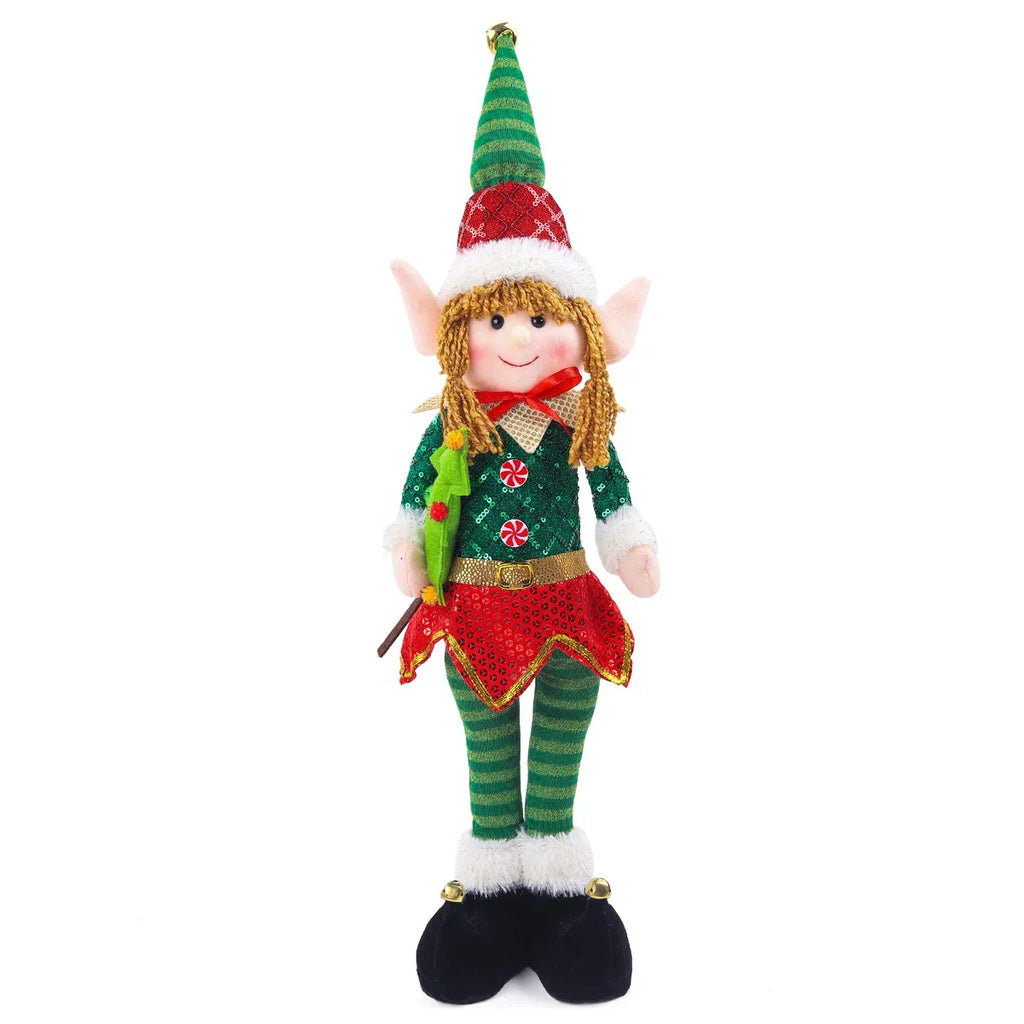 Fabric Standing Elf Plush Doll Christmas Party Centerpiece Table Decor Home Office Gift For Kids And Adults Cute Festive Accent Vue A2