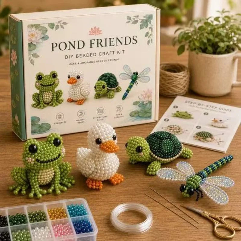 3D Animal Bead Craft Kit – Cow, Deer, Owl & Red Panda DIY Set DIY Bead Craft Kit Vue