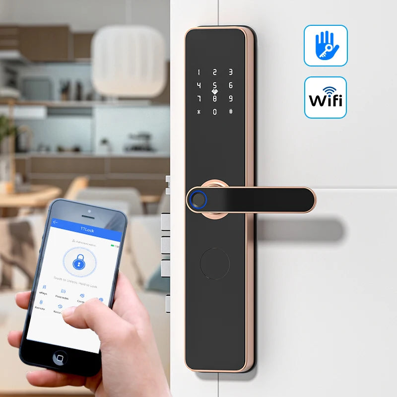 New TTlock WiFi Remote Unlock Keyless Security Electronic Fingerprint Digital Smart Locks for Apartments Office Vue