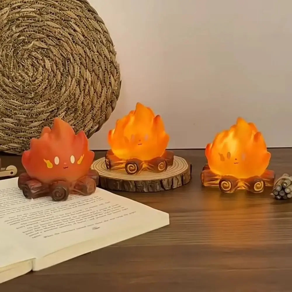 Flame Design LED Electronic Candle Lamp Cute Cartoon Nordic Design Ambient Decor Ornament Bonfire Ambience Small Size Vue