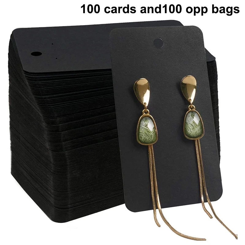 50/100 Pieces Jewelry Display Labels, Paper Earring Display Cards - DIY Nail And Hoop Earring Holders, Packaging Supplies Vue F