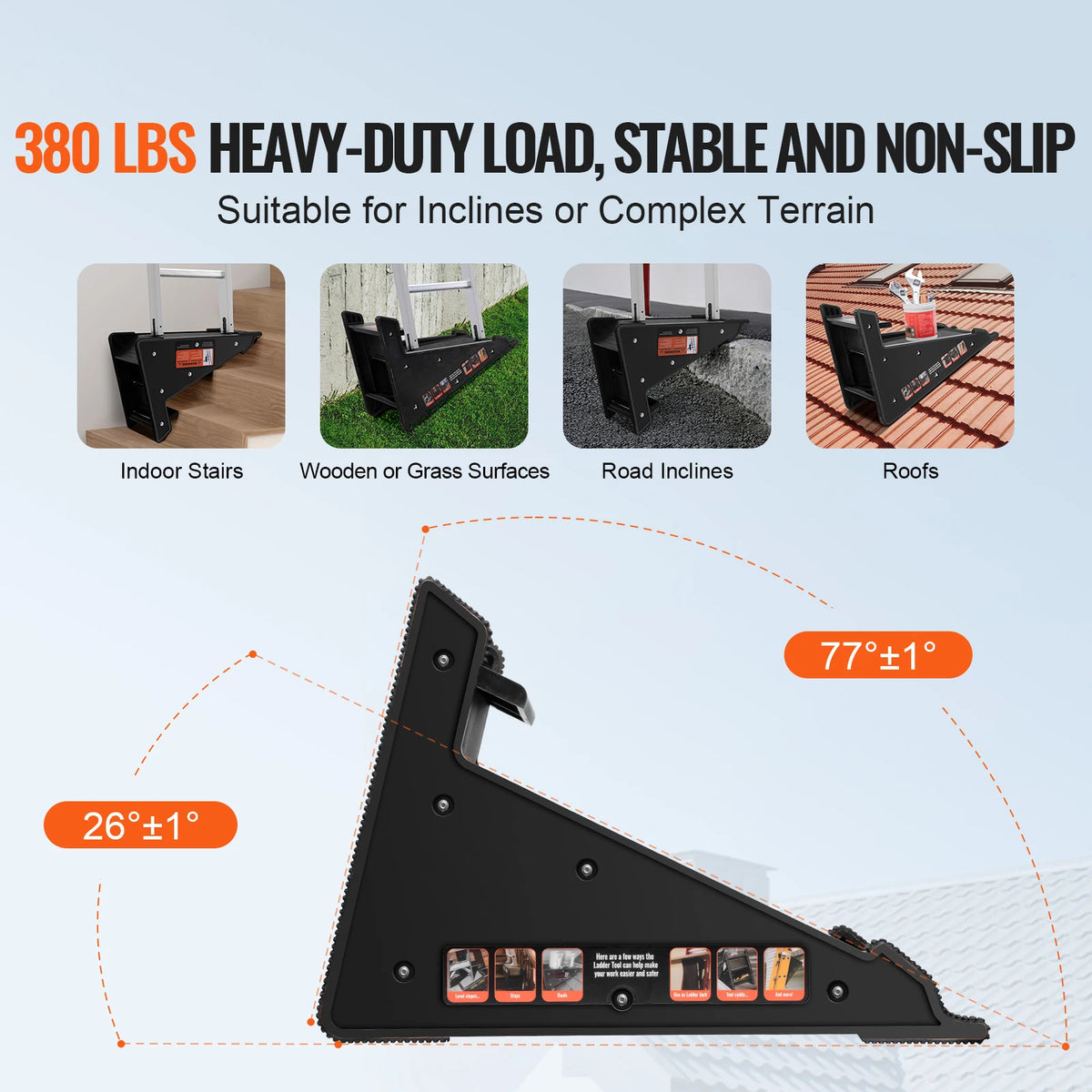Ladder Leveler 380 lbs – Stair & Slope Stabilizer | PP Tool Ladder Leveling Tool Vue