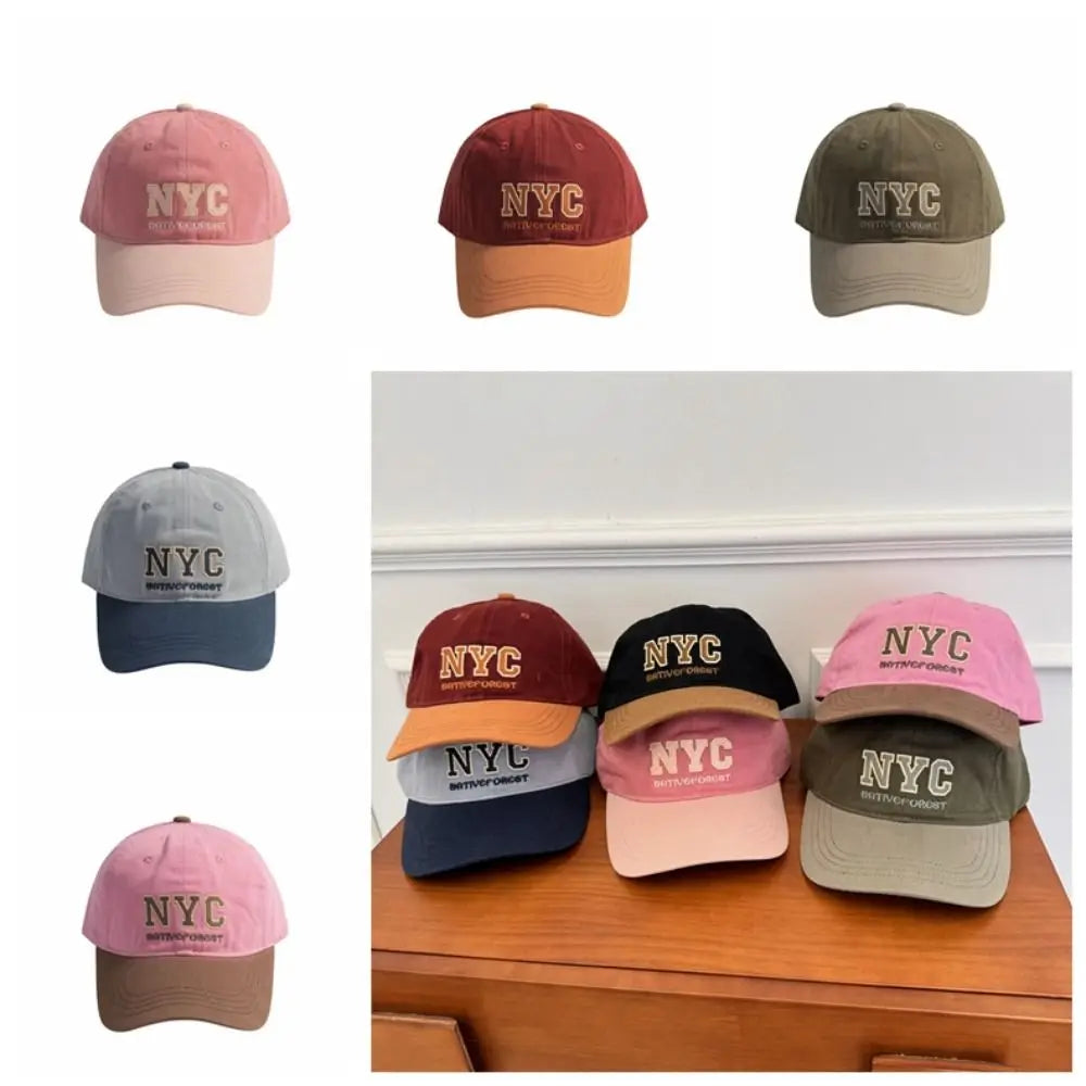 Cotton Sports Baseball Cap Letters Adjustable Vintage Duck Tongue Cap Patchwork Color Soft Outdoor Letters Baseball Hat Vue