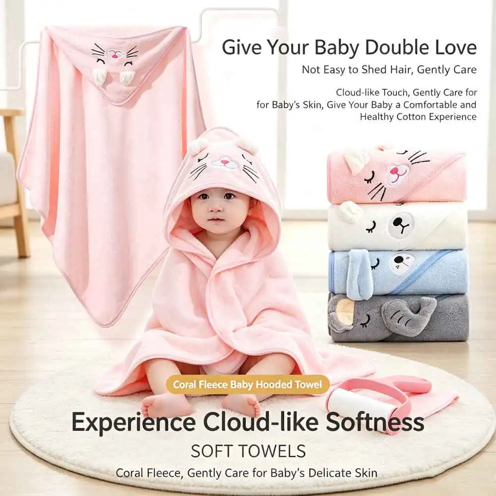 vvocci Baby Bath Towels Soft Toddler Bathrobe Newborn Cartoon Animal Hooded Blanket Warm Sleeping Swaddle Wrap for Boys Girls Vue