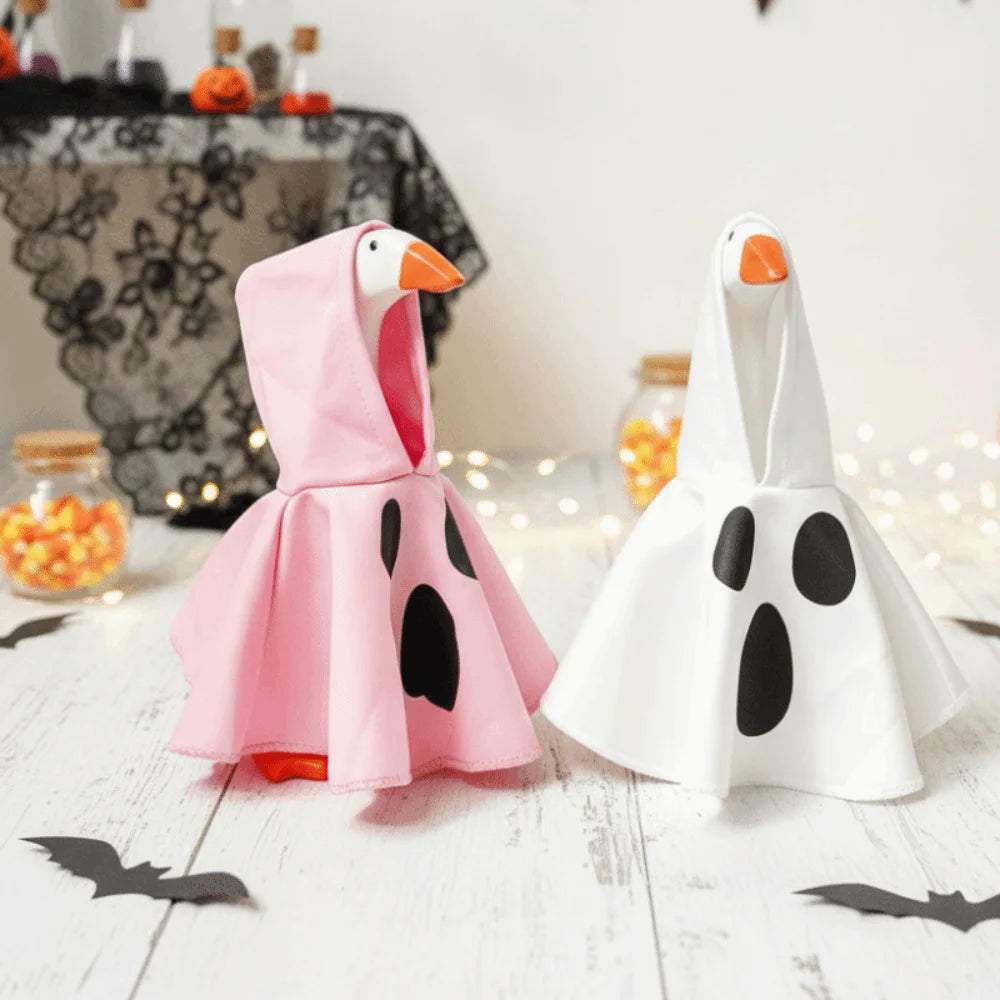 Ghost Shape Desktop Goose Costume Pure Pink Soft Fabric Mini Statue Clothing Face Print Lightweight White Ghost Cloak Vue