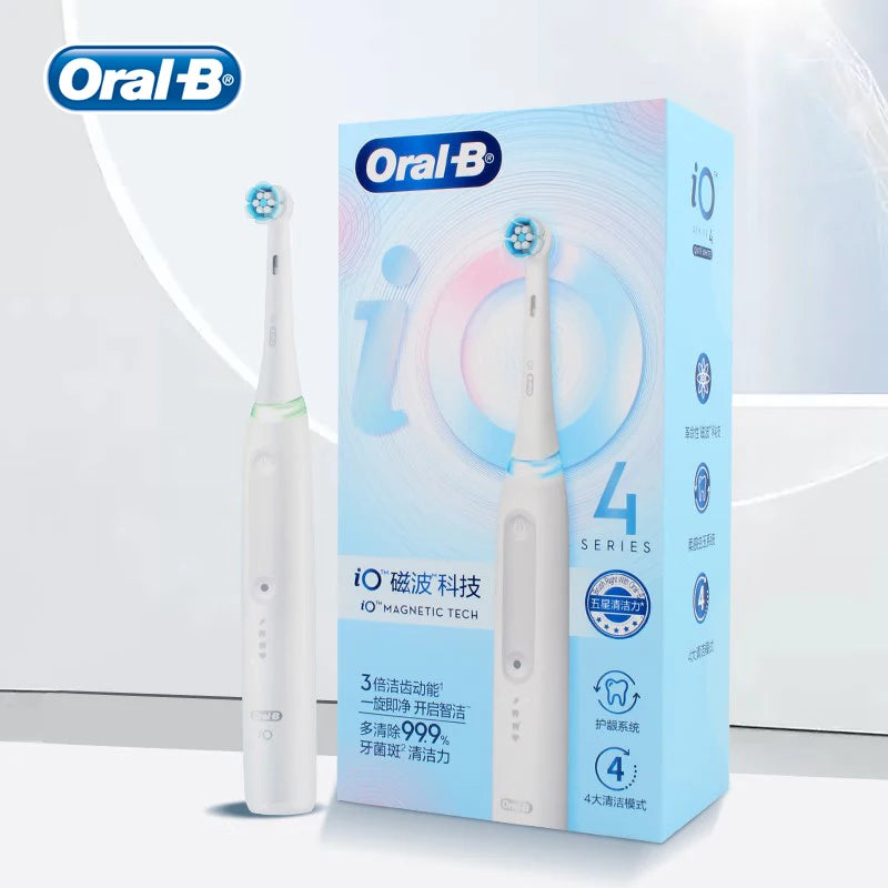 Oral B iO4 Electric Toothbrush Magnetic Tech 4 Modes Rechargeable Tooth Brush 2 Min Timers Smart Pressure Sensor Plaque Removal Vue