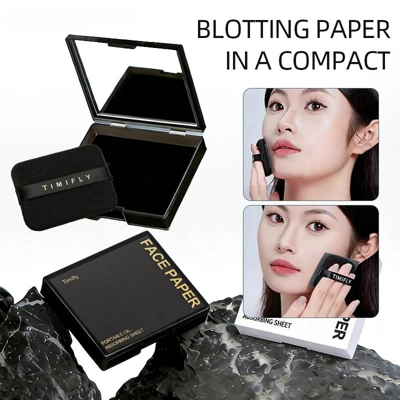 100Pcs Oil Blotting Paper Matting Face Oil Control Wipes Facial Oil Absorbing Sheet Portable Refillable Facial Blotter with Case Vue