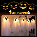 Spooky Ghost LED Garland String Lights, Halloween Hanging Fabric Decor Lights for Mantel Porch Haunted House Holiday Decoration Vue Warm White 3M10LED