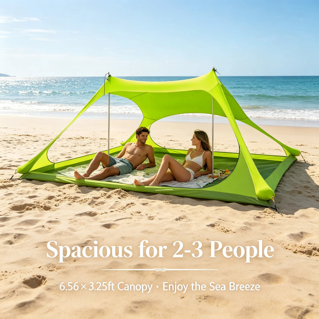 Beach Stretch Tent 2×1.6m Pop-Up Sun Shelter for 2-3 People Beach Sun Shelter Tent Vue