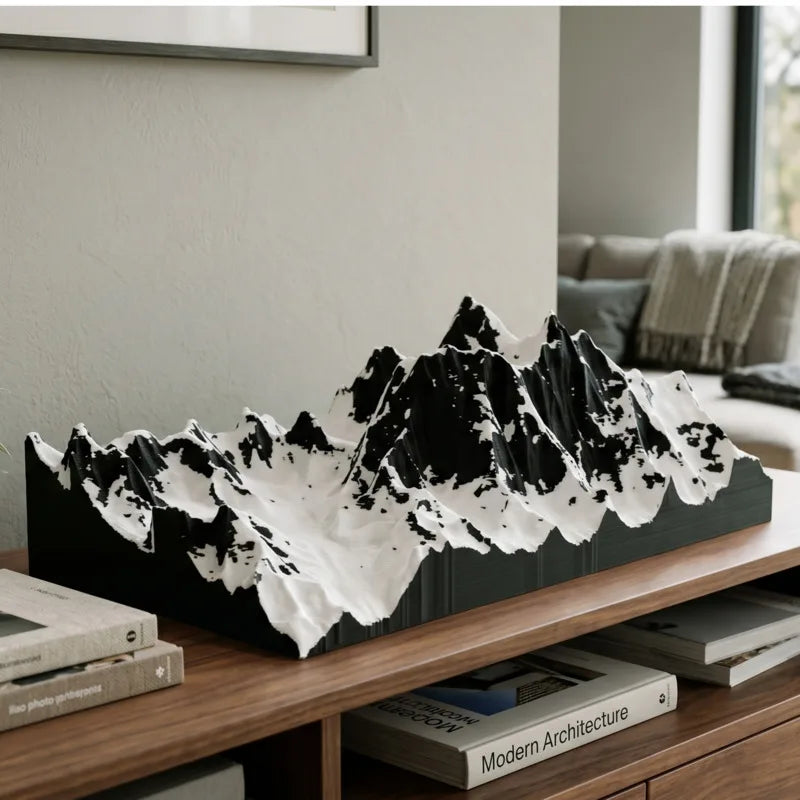 3D Printed Mount Topographic Model Snowy Mountain Desktop Display For Travelers Collectors Photo Prop Christmas Vue