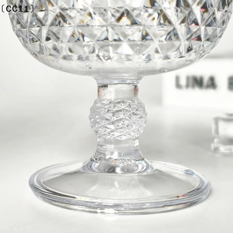 Plastic Wine Glasses Vintage Champagne Cups Cut Goblets Unbreakable