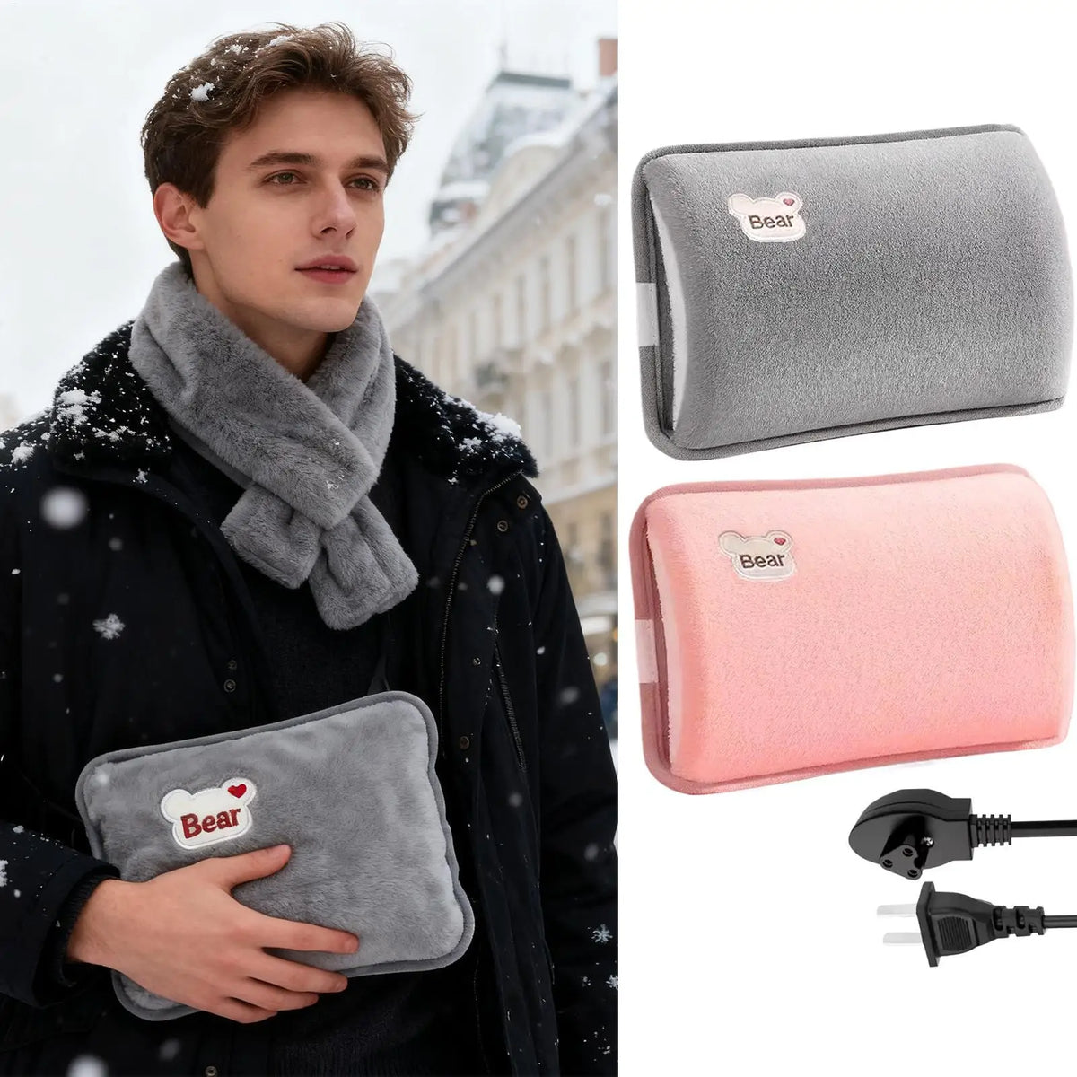 Hot Water Bottle Leak-Proof Rechargeable Hand Warmer Hot Water Bag with Soft Cover for Winter Cold Weather Period Cramps Muscles Vue