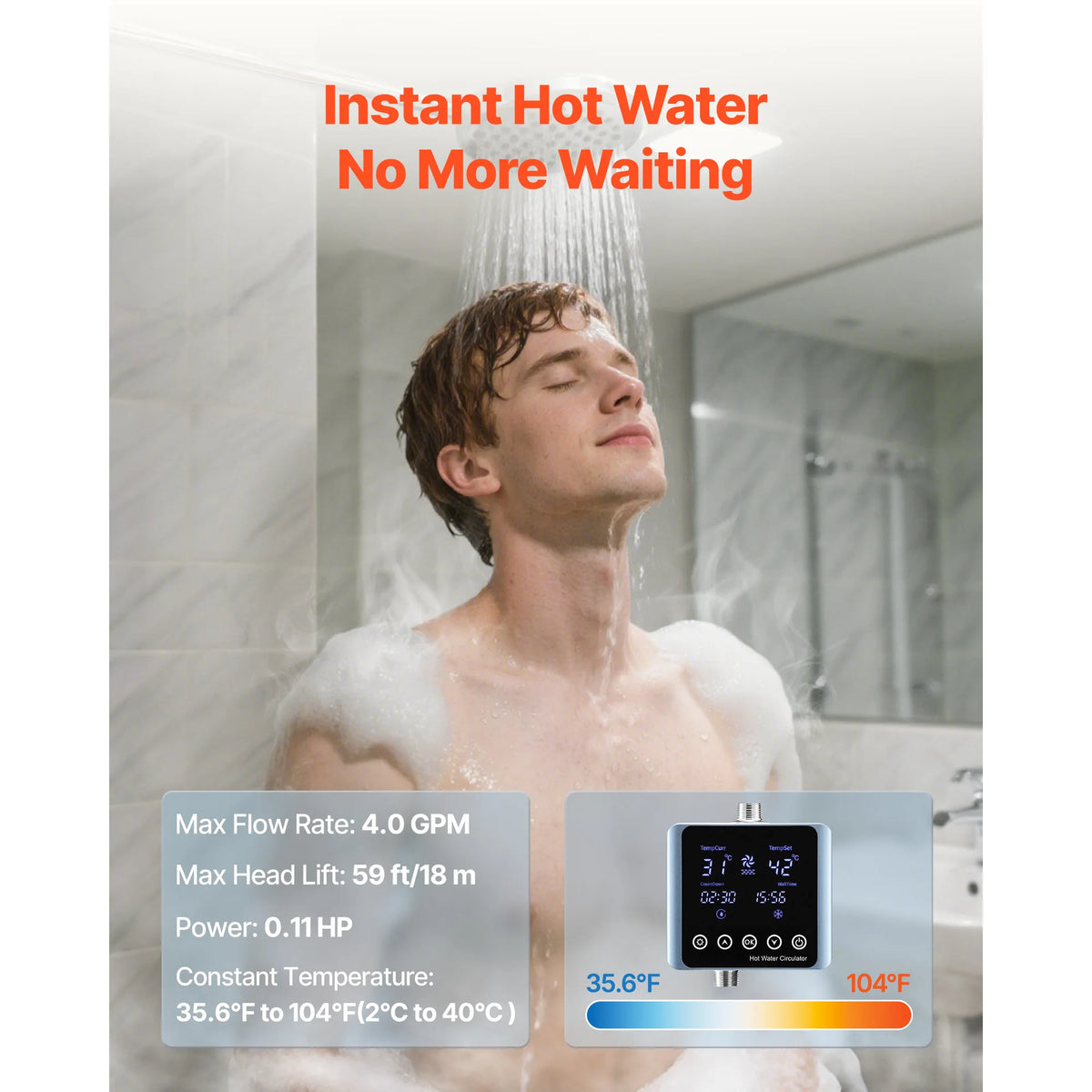 Hot Water Recirculating Pump Kit | Digital Thermostat & Timer Water Recirculating Pump Vue