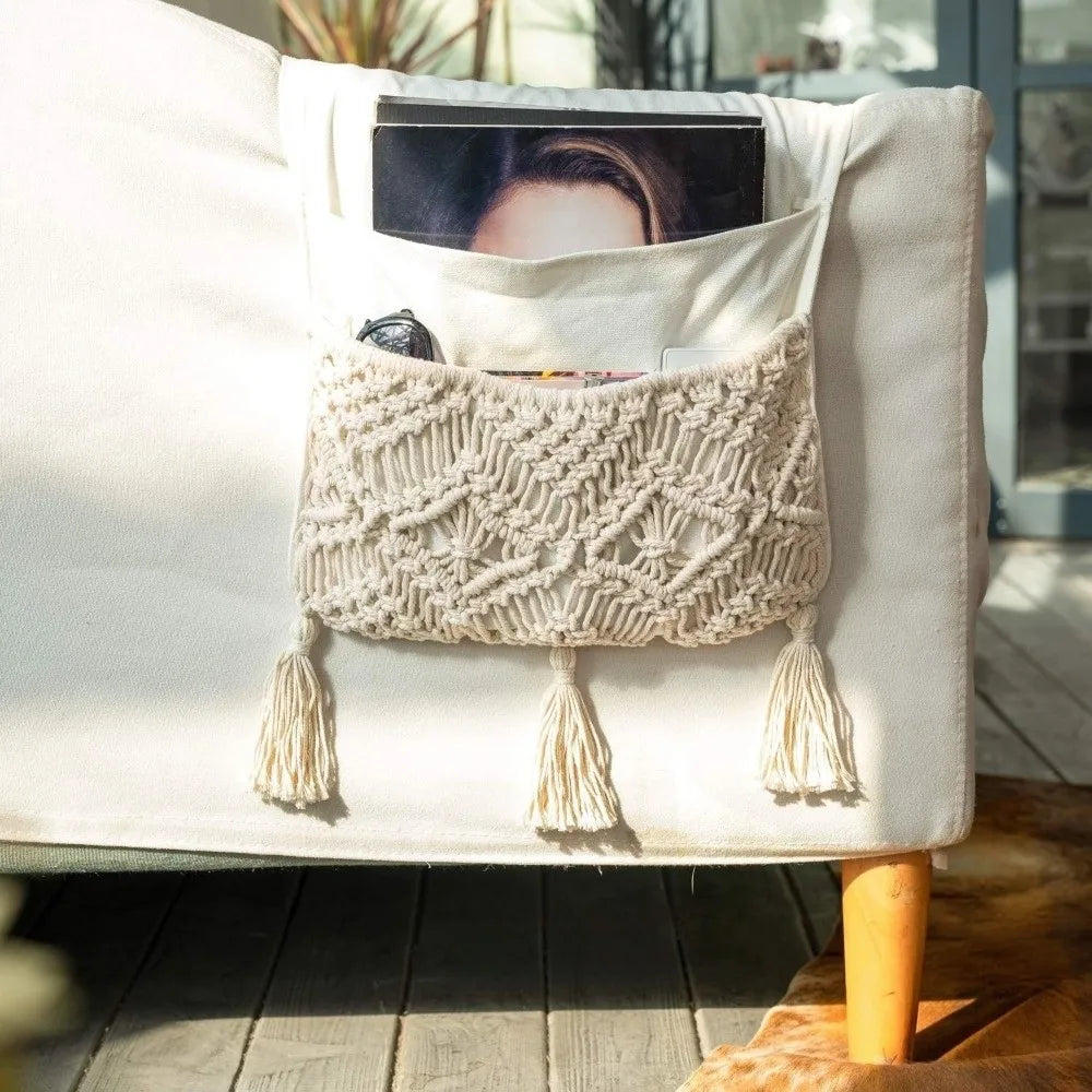 Space Saver Sofa Armrest Organizer Pouch Bohemian Style Non-Slip Sofa Cover Side Pockets Easy To Storage Multifunctional Vue