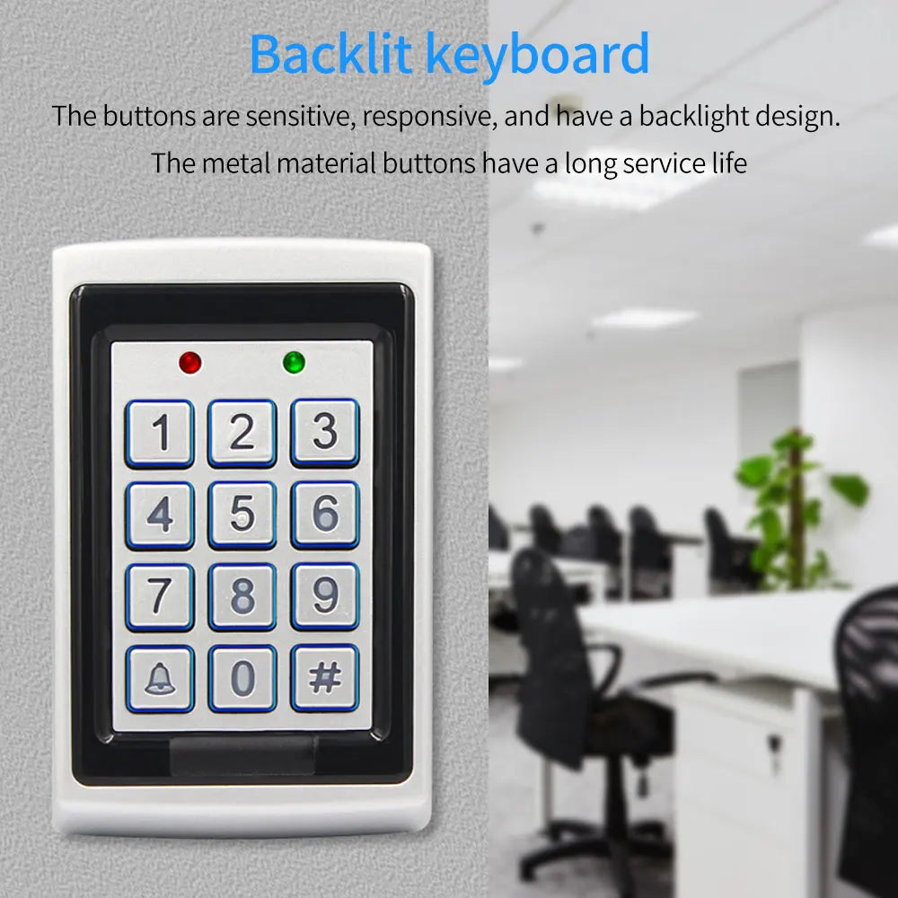 Metal Access Controller Keypad with 1000 Users125KHz Card Reader Key Fobs Keyboard for Door Access Control System Wiegand 2 Vue