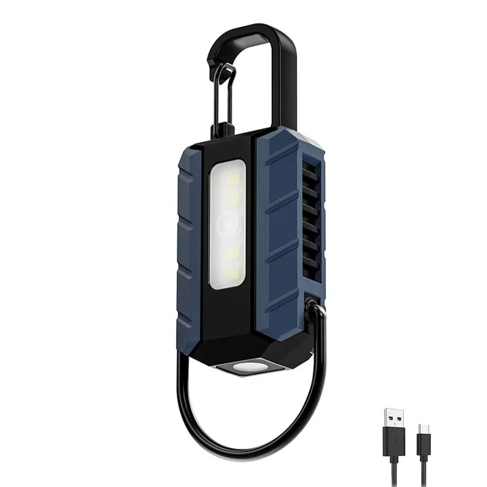 6 Gears LED Keychain Flashlight Dual Light Source Portable Mini Keychain Light High Bright Multifunction Emergency Work Lights Vue