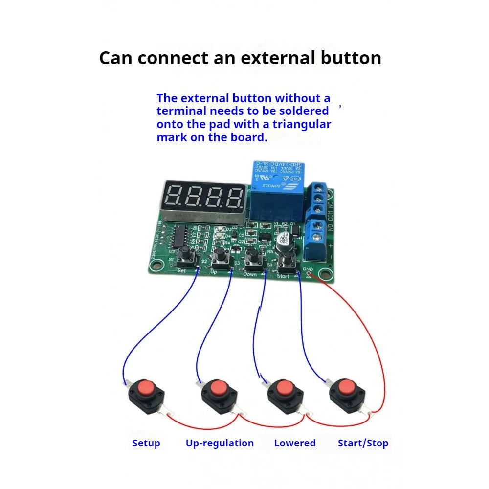 DC12V/24V 10A Cycle Time Relay Module MOS 4 Red Digital Display LED Digital Time Delay Relay 0.1S-999.9S On-off Time Relay Board Vue