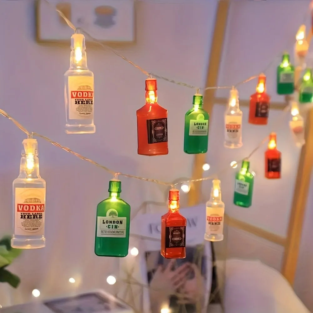 1pc LED Wine Bottle String Lights,Beer Bottle String Lights for Indoor Bars Walls Party Home Birthday Christmas,Battery Powered Vue