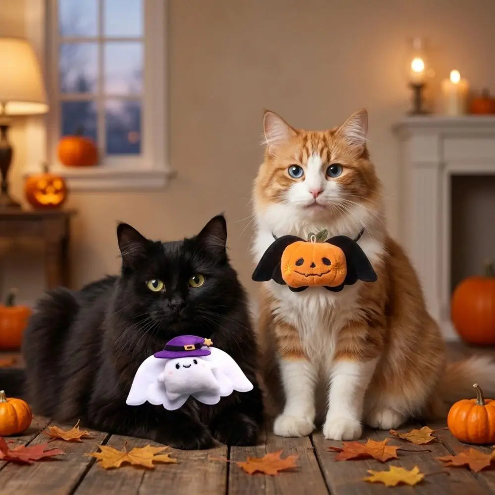 Funny Halloween Pumpkin Bat Collar Soft Elastic Cartoon Halloween Photo Neck Collar Tear Resistant Skin-Friendly Vue
