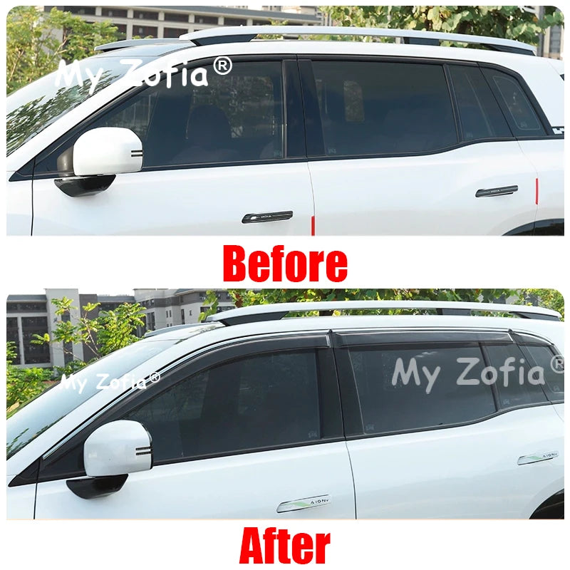 For GAC AION V 2024 2025 2026 Car Side Window Vent Visor Sun Rain Deflector Guard Awning Shelter Weathershields Accessories Vue
