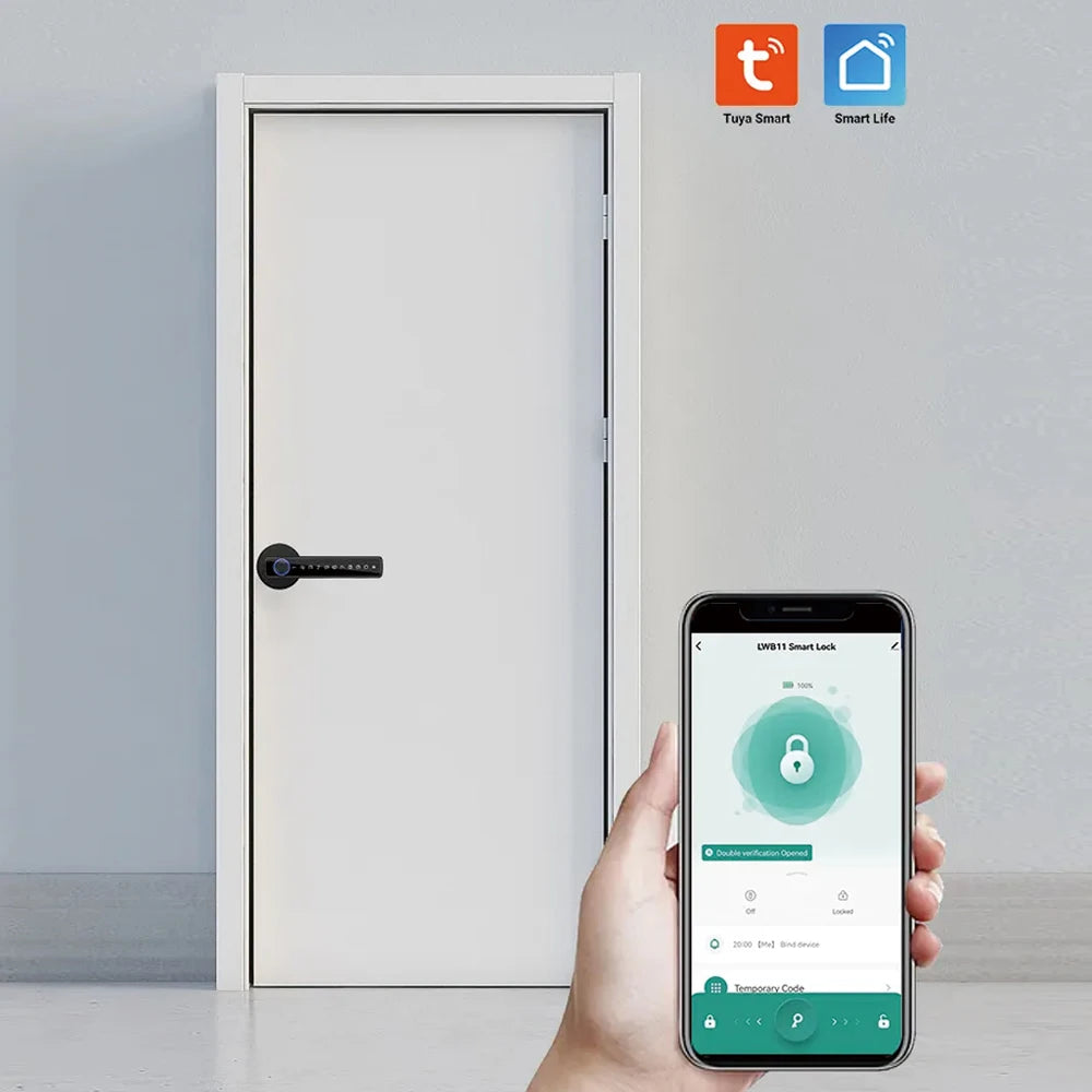 TYSH Tuya Smart Automatic Security Biometric Fingerprint Handle Lock Cerradura Inteligente Lock Electronic Smart Door Lock Vue