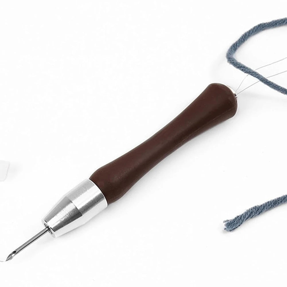 ABKW-Adjustable Needle Wooden Handle Embroidery Needle Comfortable Sewing Tool For Towels, Quilts, Tablecloths Vue