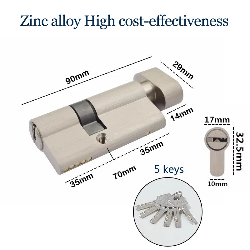 Replacement of door locks cylinder for home interior anti-theft doors Keyed door lock Zinc alloy Smart lock European Standard Vue