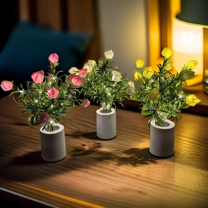 Night Light Battery Power Gardenia Flower Lights Interior Lighting Bedroom Desktop Decoration Table Lamp Night Lamps N008 Vue