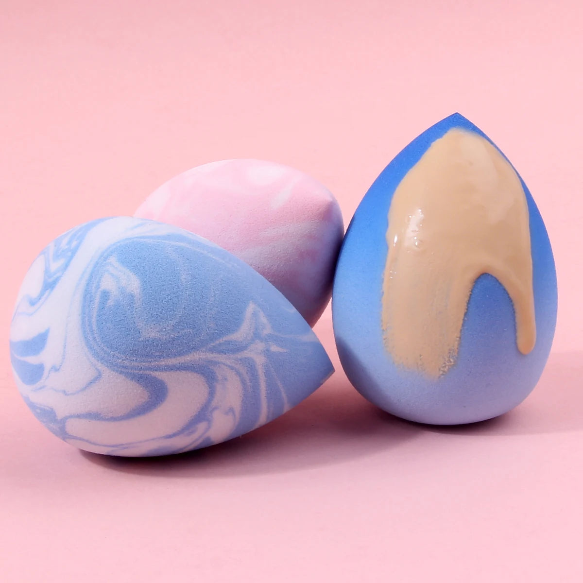 3Pcs Marble Makeup Sponge Blender, Soft Skin-friendly Beauty Sponge for Foundation, Professional Cosmetic Puff for Daily Makeup Vue