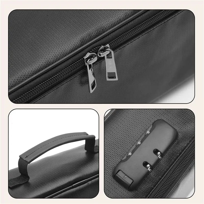 ABKW-Fireproof Document Bag With Lock Home Office Travel Fireproof And Waterproof Safety Box Portable Handle File Storage Vue