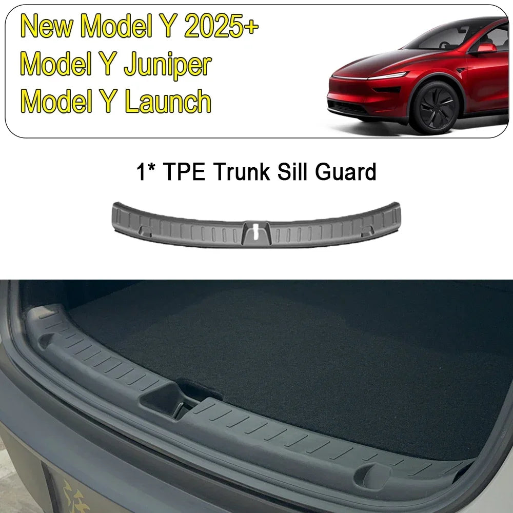 For Tesla Model Y Juniper 2025 2026 Trunk Threshold Strip Mats Sill Guard Rear Cargo Anti Scratch Protector Interior Accessories Vue Trunk Sill 1pcs