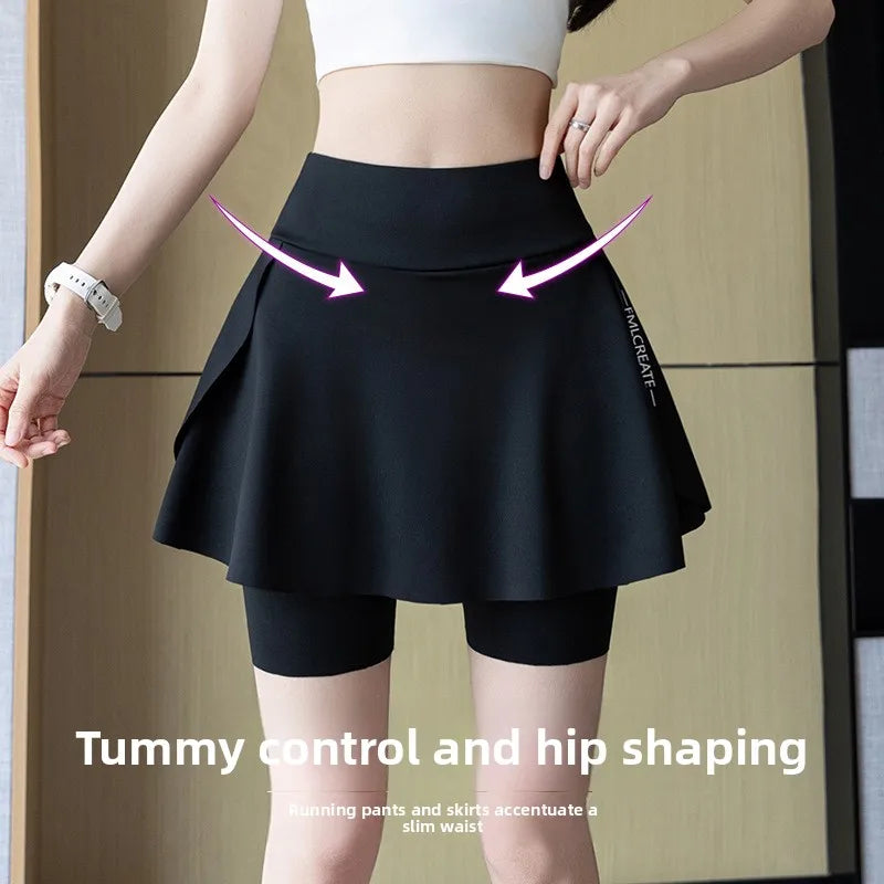 Fake Two Piece Skirt Leggings Yoga Tennis Shorts with Pockets 3 Lengt Bike Shorts for Women Running Gym Outdoor Vue