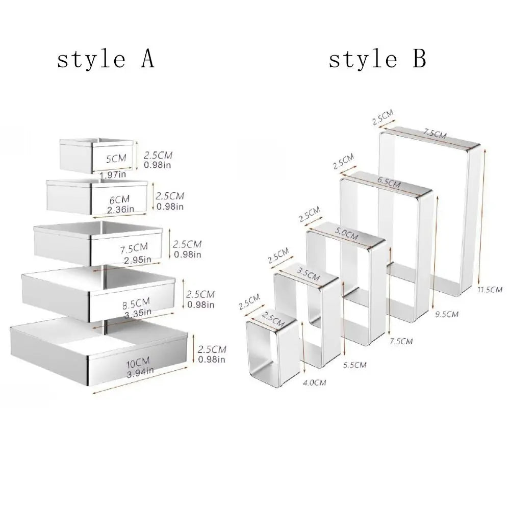 5Pcs/Set Bake Tools Stainless Steel Biscuit Mold Rectangle Convenient Cookie Cutter DIY Portable Dough Mold Kitchen Vue