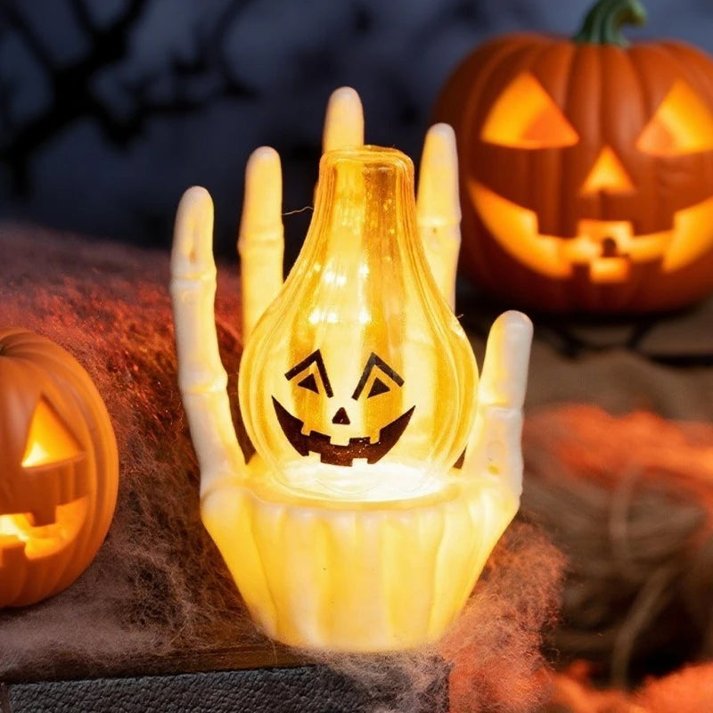 1-10PCS Glowing Ghost Hand Pumpkin Light Halloween Decor Prop Spooky Table Centerpiece for Ghost Night Party Scene Arrangement Vue