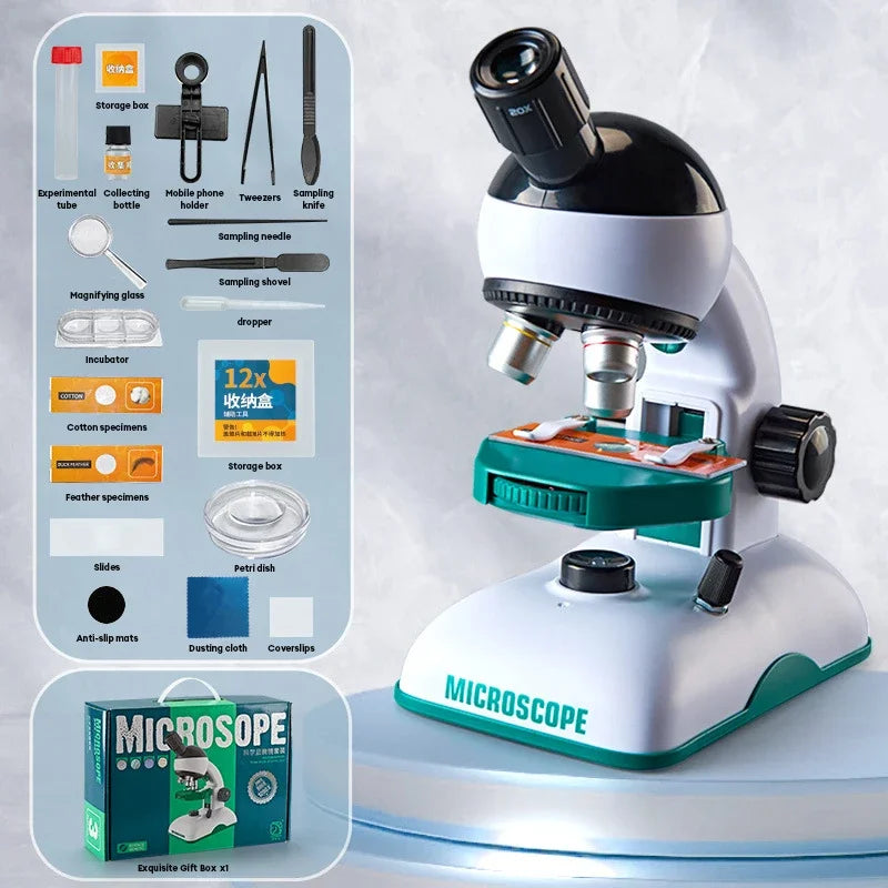 Kids 1200X HD Optical Microscope STEM Science Kit with Light Kids Science Microscope Vue 1200X