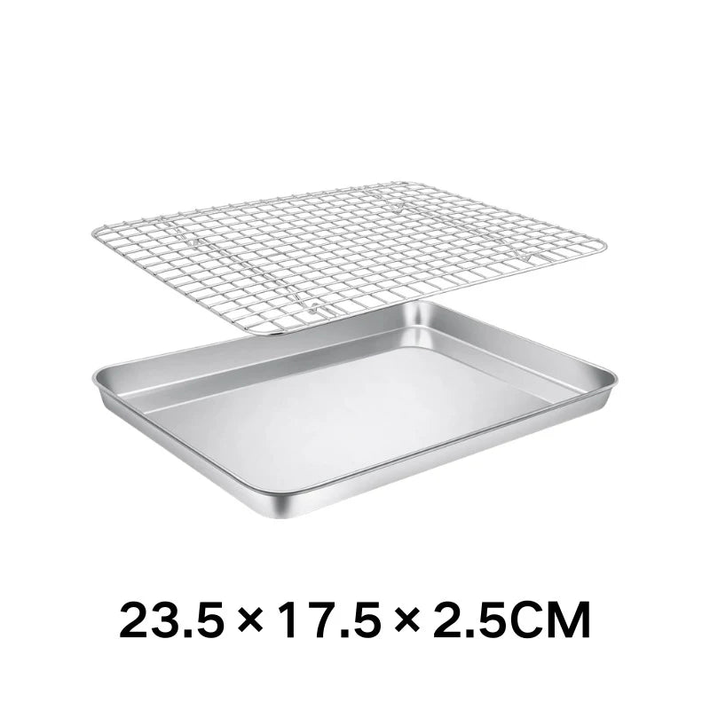 Stainless Steel Baking Pan Tray Removable Wire Rack BBQ Even Heat Vue S